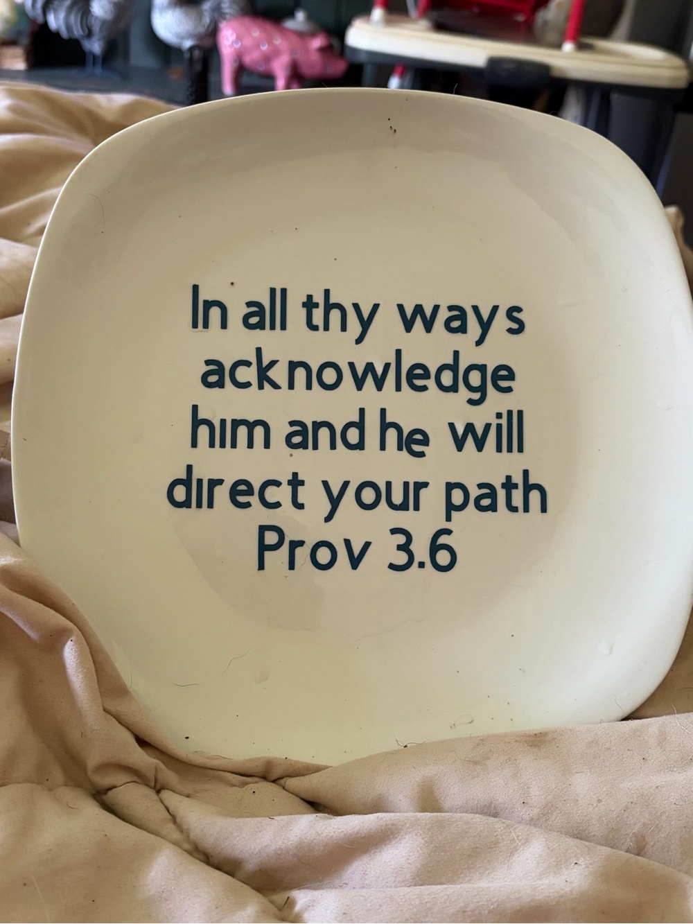 Scripted Inspirational Ceramic Plate - Prov 3:6